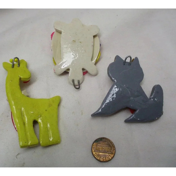 Giraffe Turtle Cat dough ornaments handmade holiday Christmas mobile child - Picture 2 of 6